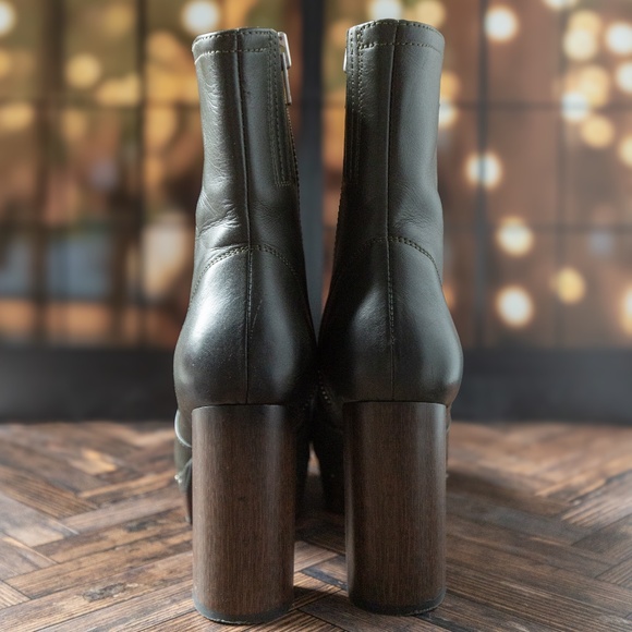 ALL SAINTS Thea Leather Zip Platform Ankle Boots, Green, Size US 7.5/8 (EU 38) - Picture 6 of 15